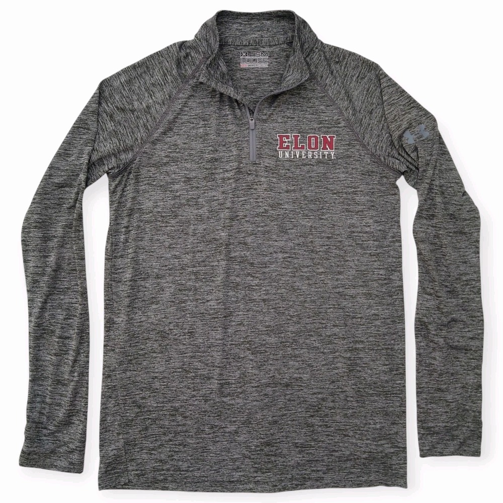 Elon University Under Armour 1/4 Zip Shirt Mens S Grey Heatgear UM0684187H